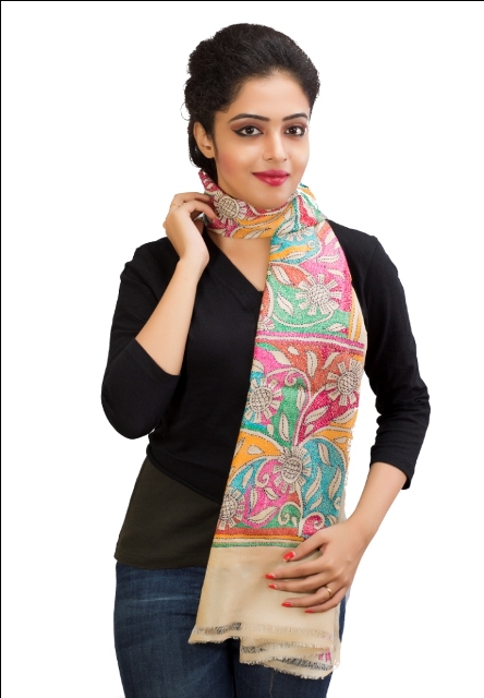 Tassar Silk offwhite Kantha Stole